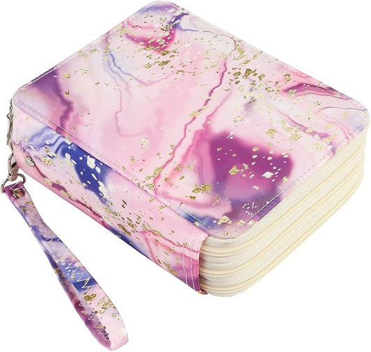 Portable Colored 72 Slots Pencil case Organizer with Printing Pattern for Watercolor Pens or Markers, Pencil Case Organizer for Artist