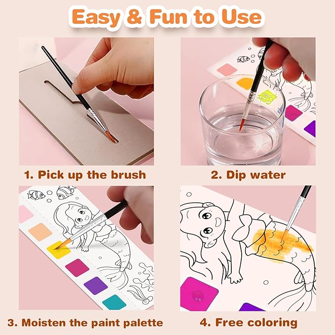 ZHOC Paint with Water Coloring Books for Kids, Pocket Mess Free Watercolor Painting Sets for Kids Ages 3 4 5 6 7 8+, Water Color Paint Set Arts and Crafts Gift for Boys Girls, 3 Pack