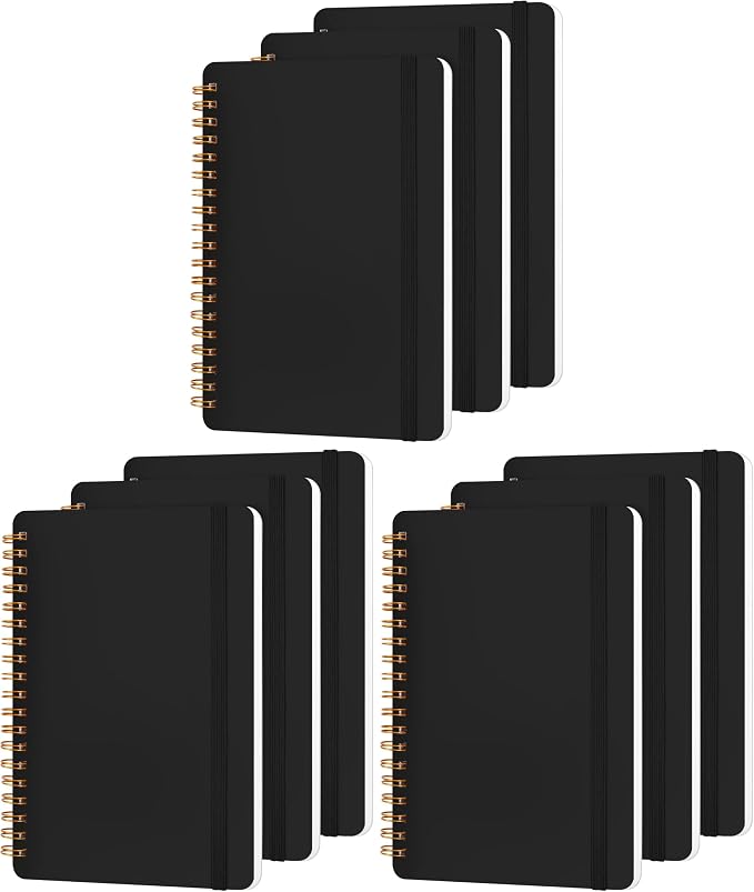 Utron 3 PCS Small Spiral Notebook 5x7, Notebooks for Note Taking, Black Spiral Journal Notebook, Work Notebook Small Notebooks 5x7 with Strap, Cute Notebooks for Women 70 Sheets/Note Books (Pack of 3)