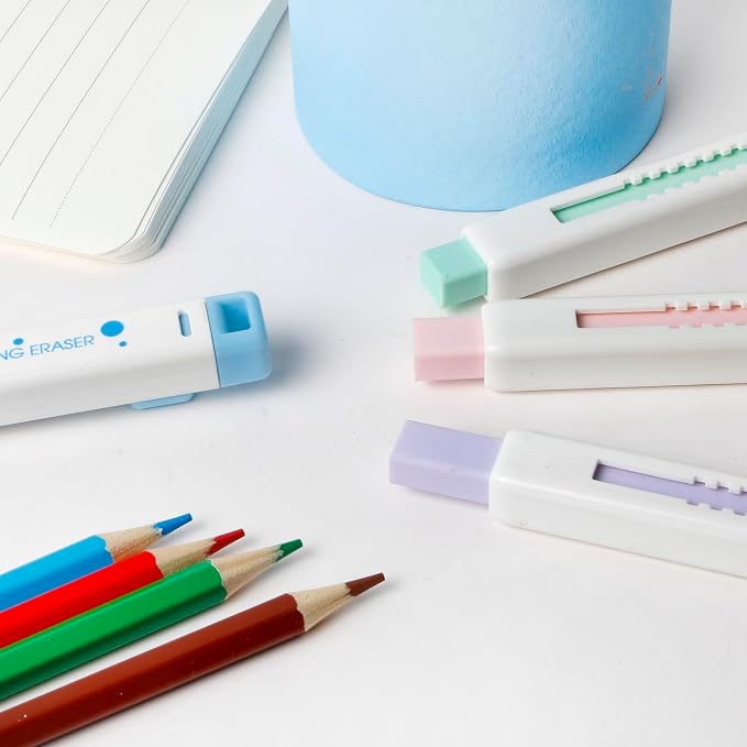 Smilo Retractable Eraser Pens, Mechanical Pencil Erasers, 8-Pack