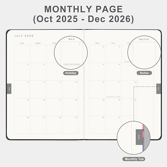 And Per Se 2026 Planner, 15 Months Hardcover Daily, Weekly & Monthly Planner, A5 size, 100GSM Thick Paper, Back Pocket, 5.7" x 8"(Black)