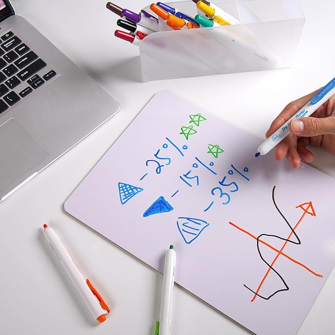 WRITECH Retractable Dry Erase Markers: Fine Tip Assorted Color Low Odor Multi Colored Set Refillable Clickable Multicolor Thin Point Whiteboard Marker Bulk 12ct No Bleed Smear