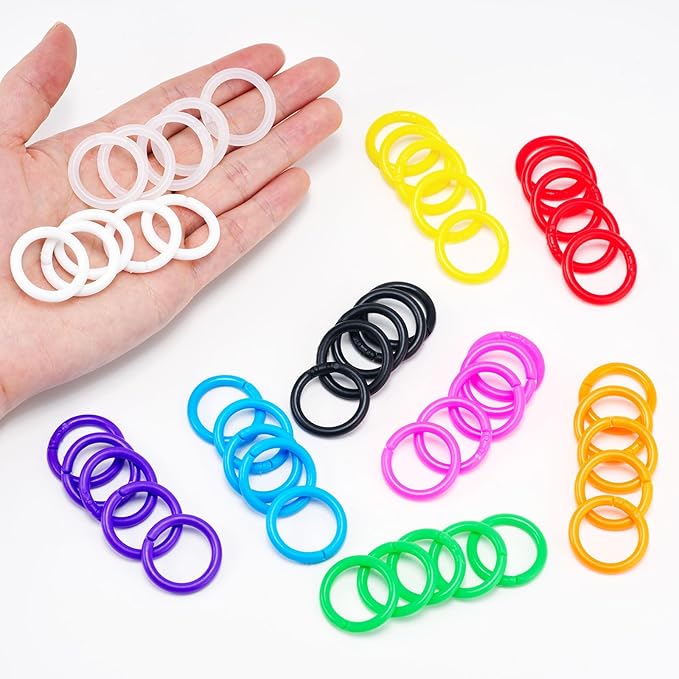 50Pcs Loose Leaf Binder Rings Colorful Book Plastics Notebook Paper Ring for Flash Cards Keychain Key Ring for Books Index Cards Students Teachers Workers School Office,10Colors,0.78inch