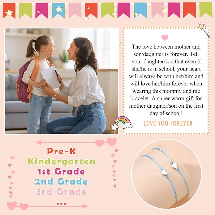 UNGENT THEM Big & Small Heart Bracelets Back to School Gifts for Girls