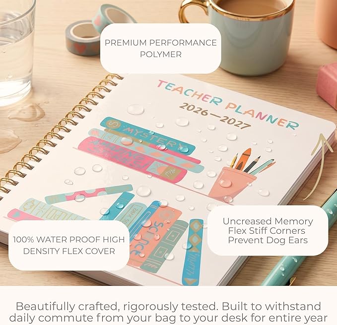 Teacher Planner 2026-2027, Horizontal Lesson Plan Book for Teachers | Colorful Books Cover, 8.5" x 11" | Weekly & Monthly Academic Year Lesson Planner, July 2026-June 2027 | Stickers & Bookmark
