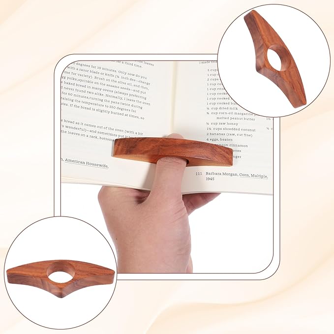 2 PCS Thumb Book Page Holder Wooden Thumb Book Page Spreader for Novel Reading, Readers, Books Lovers, Bookworms, Literary Gifts, Read Accessories