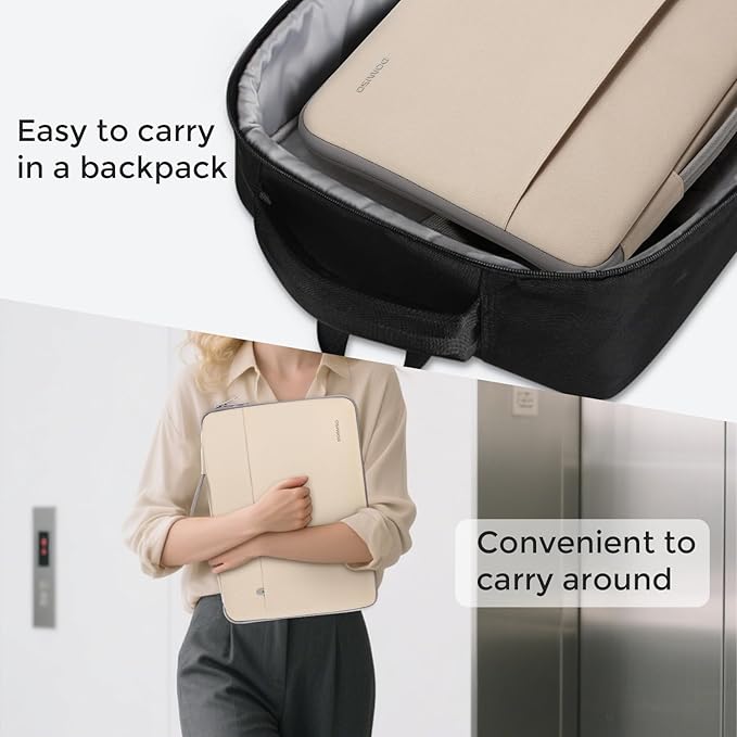 DOMISO 15.6 inch Laptop Case Sleeve Protective Cover Compatible with 16 inch MacBook Pro M4 M3 M2/Pro Max,15.6-16 inch HP Dell ASUS Lenovo Chromebook,Waterproof Computer Cases Bag with Handle,Beige