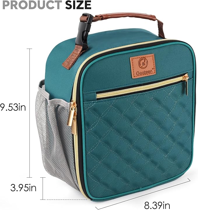 Genteen Kids Lunch Box Lunch bag for Girls Teen,Insulated Lunch Bag with Bottle Holder,Small LunchBox Cooler Lightweight Reusable for Work Office School Travel Picnic-Light Green
