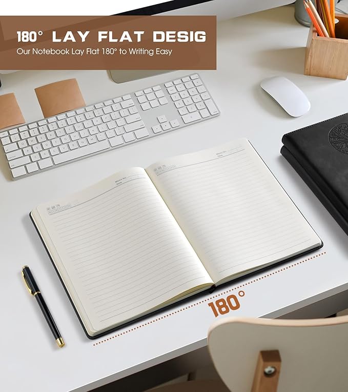 Lined Journal Notebook for Women Men,256 Thick Pages,A5 Hardcover Vintage Leather Journal for Writing,Travel,Business,Work, School,College Ruled Notebooks for Note Taking,Daily Diary 5.7"×8.3"