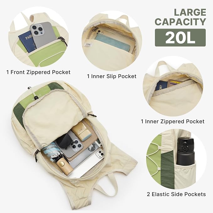 G4Free 20L Lightweight Packable Hiking Backpack for Women Men | Small Water Resistant Foldable Daypack with Phone Pocket for Travel Camping Outdoor