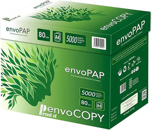 EnvoCopy 100% Recycled Tree-Free Sustainable Printer Copy Paper, 8.5" x 11" Letter Size, 500 Sheets/Ream, 10 Reams