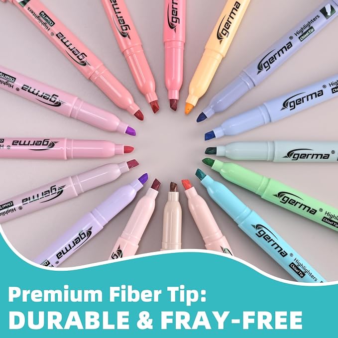 Cgerma Pastel Highlighters Assorted Colors 16 Pack, 200 transparent sticky tabs, Chisel Tip Cute Aesthetic Highlighters Quick-Drying for Journaling, School Office Supplies