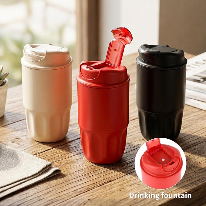 Stainless steel insulated Tumbler small and Portable leak-proof coffee mug 13oz sports water Bottle suitable for car cup holder BPA-free insulated water bottle for sports，school，travel，White