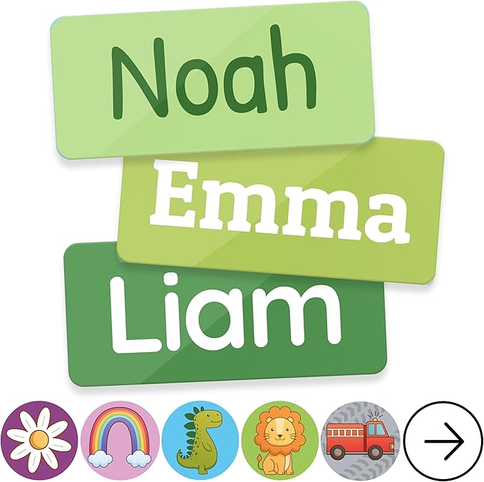 TagBuddy® Personalized Daycare Name Labels for Kids [70pcs] - Waterproof Name Stickers for School, Baby Bottles & Clothing - Custom Name Stickers - Washable Stick On Labels (1.2”x0.5”)