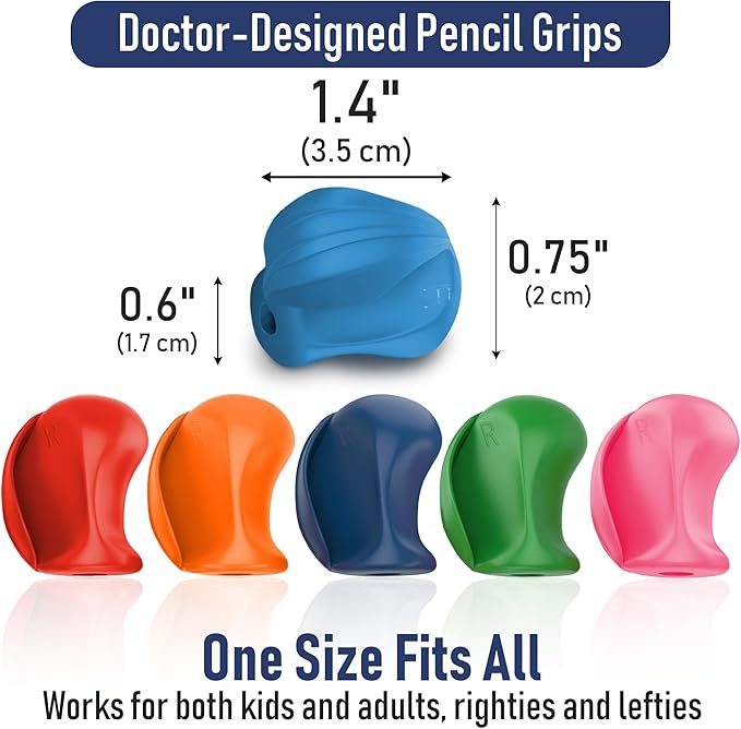 The Pencil Grip Pencil Grips, The Crossover Grip, Ergonomic Writing Aid For Righties And Lefties, Colorful Pencil Grippers, Assorted Classic Colors, 6 Count - TPG-17806