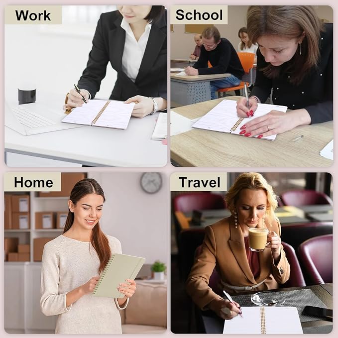 Utron Spiral Notebook For Women & Men, 2PCS Spiral Journal Notebooks, 5.9 x 8.3” College Ruled Notebook For Work Notes, Journal Writing, And Daily Life Entries (Beige) (Pack of 3)