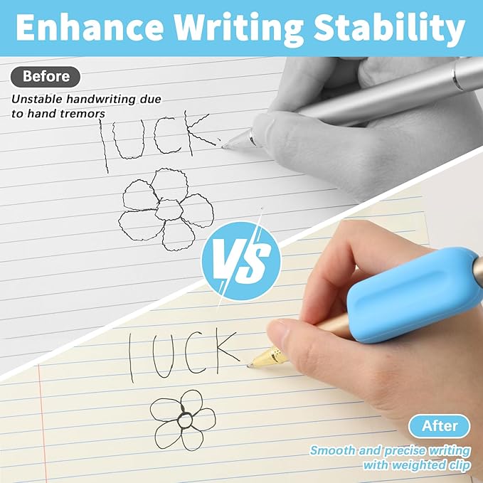 QOUBAI 6 Pcs Silicone Weighted Pencil Grips for Kids Adults Handwriting Aid Improve Penmanship with Autism ADHD Dyspraxia Fine Motor Skills Writing Posture Correction Tools for Classroom (Colorful)