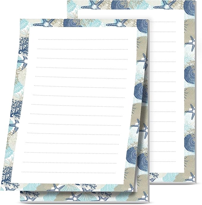2 Pack Lined Sticky Notes 4x6 in, Cute Self-Stick Notepads with Lines, Large Memo Pads Strong Adhesive for Office, Home Cute Boho Seastars
