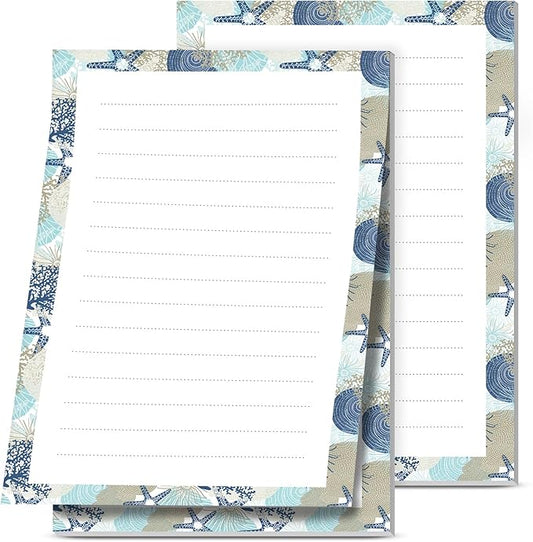 2 Pack Lined Sticky Notes 4x6 in, Cute Self-Stick Notepads with Lines, Large Memo Pads Strong Adhesive for Office, Home Cute Boho Seastars