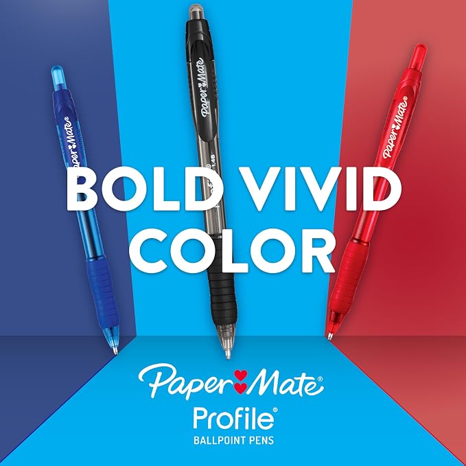 Paper Mate Profile Retractable Ballpoint Pens Bold Point (1.4mm) Black,36 Count (Pack of 6)