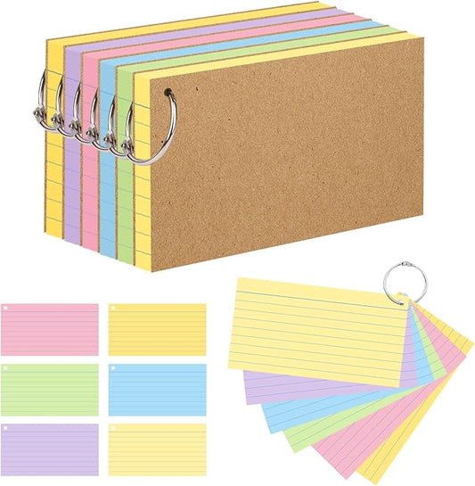 500PCS Colored Index Cards, 3x5 Inches Flash Cards with Ring (3x5(800))
