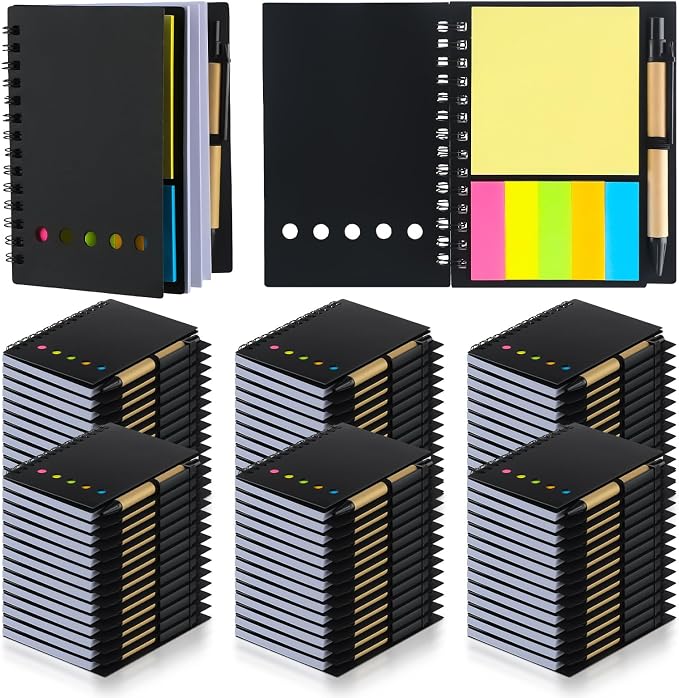 Qilery 80 Pack Lined Spiral Notebook Bulk Small Notepad and Pen Set