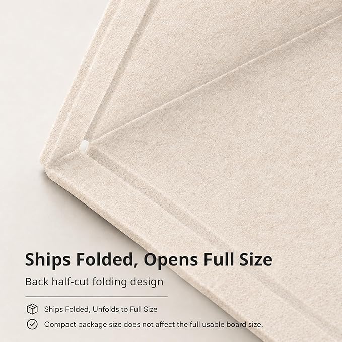 Felt Bulletin Board for Wall 24" x 18" Unfolded Size, Small Frameless Felt Pin Board, Soft Cork Board Alternative for Office, Home Planning, Notes, Photos & Wall Decor, Foldable Shipping, Easy Install