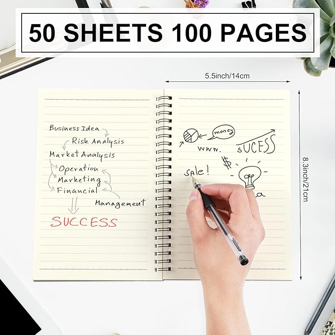 Yahenda 36 Pcs Spiral Notebooks, 1 Subject, Wide Ruled, Black