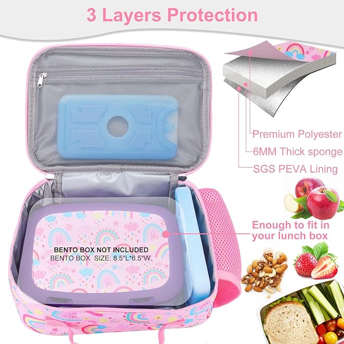 RHCPFOVR Kids Lunch Bag - Insulated Lunch Box for Boys Girls,Washable Lunch Bag and Reusable Toddler Leak-proof Lunchbox for School and Daycare