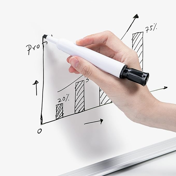 Amazon Basics Large Magnetic Dry Erase Whiteboard, 48" x 72", Aluminum Frame, Silver/White, with Pen Tray for School, Classroom, Office & Home