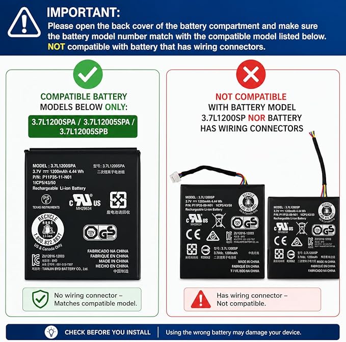 TI-84 Plus CE Battery Replacement Fit Texas Instruments TI-84 Plus CE C Graphing Calculator, TI NSpire CX/CX II/CX CAS, P11P35-11-N01 & 3.7L12005SPA Battery, Fix Dead Power Issue & Error Validating OS
