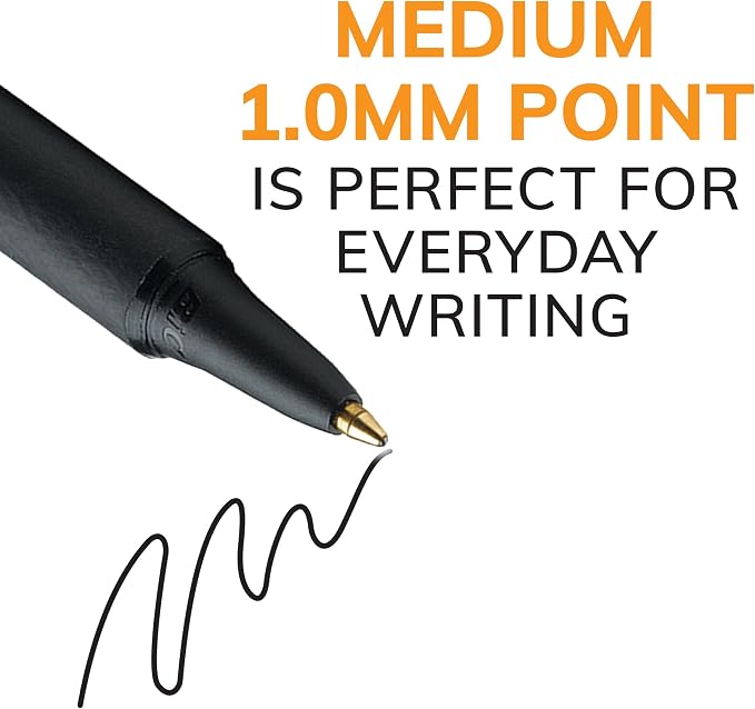 BIC Soft Feel Retractable Ballpoint Pen,1.0 mm Medium Point, Bulk School Supplies for Students and Teachers, No-Slip Grip, 36-Count in Black & Blue