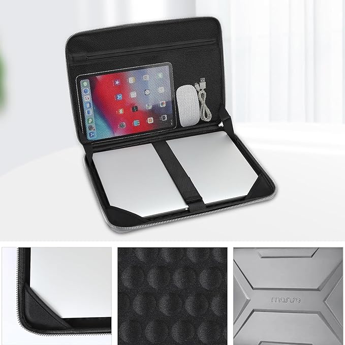 MOSISO Laptop Case 15.6 inch, 15-16 inch Laptop Sleeve Compatible with MacBook Pro 16 / Air 15, HP Acer Dell Lenovo ASUS,Artistic Geometric EVA Carrying Case Hard Shell with Handle, Gray