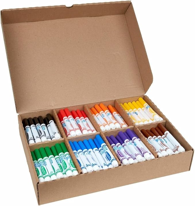 Crayola Broad Line Washable Markers - 200ct, Teacher Appreciation Gifts, Classroom School Supplies, Bulk Markers for Kids, 8 Assorted Colors, Ages 3, 4, 5