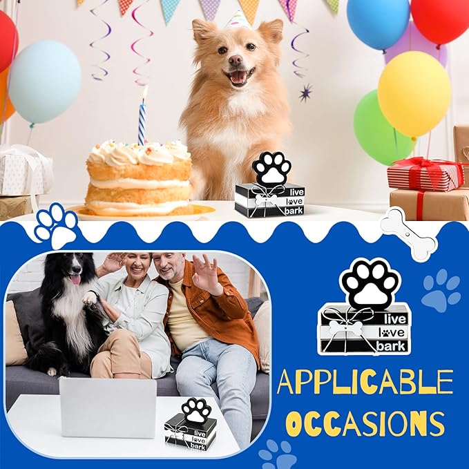 Pinkunn 4 Pcs Dog Paw Tiered Tray Decor Paw Wooden Book Block for Table Shelf Puppy Home Living Room Bedroom Memorial Housewarming Decorations