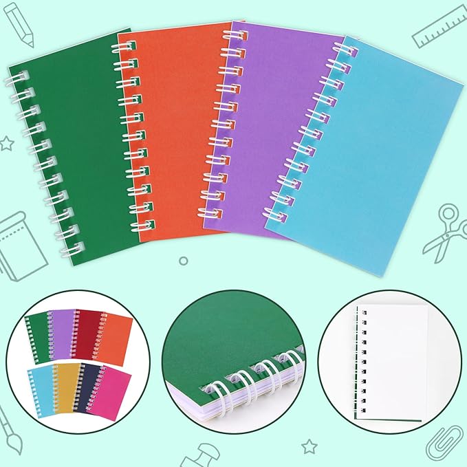 Hooqict 24 Pack Colorful Pocket Notebook Mini Notebooks Bulk Party Favors Small Spiral Notepads Mini Journal Memo Note Pads for Kids, Nurse, Student, Work, Office, School, 3.9 x 2.4 Inches