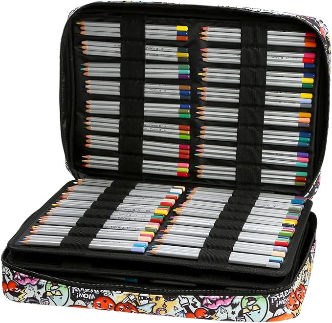 Lbxgap Portable Colored Pencil Case Holds 480 Slots Pencils or 320 to 328 Gel Pens Large Capacity Pencil Organizer with Handle Strap Handy for Colored Pencils & Gel Pen