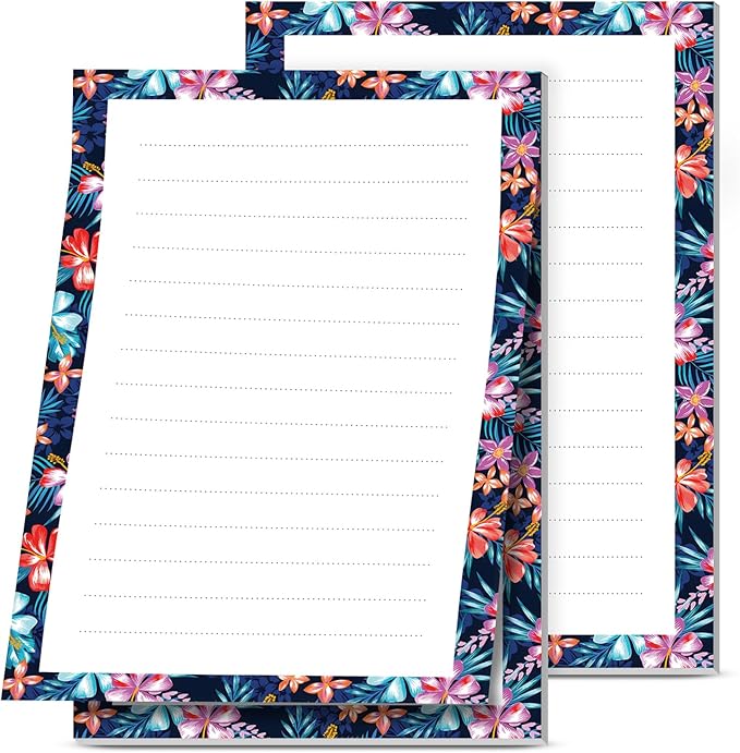 2 Pack Lined Sticky Notes 4x6 in, Cute Self-Stick Notepads with Lines, Large Memo Pads Strong Adhesive for Office, Home Colorful Boho Purple Flower