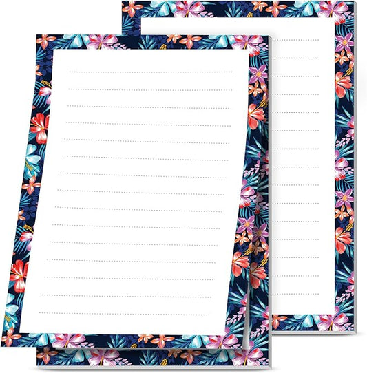 2 Pack Lined Sticky Notes 4x6 in, Cute Self-Stick Notepads with Lines, Large Memo Pads Strong Adhesive for Office, Home Colorful Boho Purple Flower