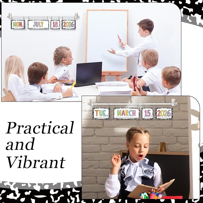 Composition Flip Calendar Bulletin Board Set Composition Flip Calendar for Classroom Decor with Adjustable Holder 2026-2029 Year 54 Date Cards for Preschool Elementary Teacher Supplies Back to School