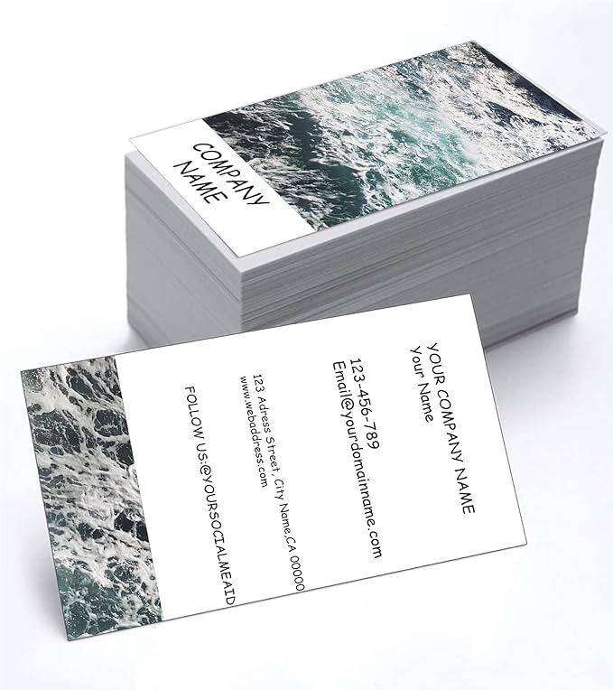 Customizable Printed Business Stock Cards -Single and Double-sided Color Printing - 3.5" x 2" - 100% Recycled Content (500/200 PCS) Premium Double-sided Print