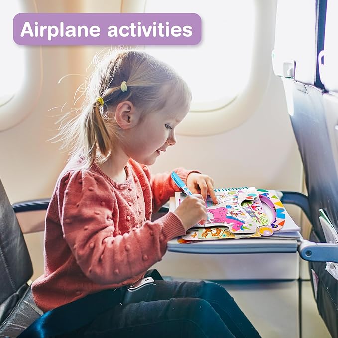 Avenir Reusable Water Coloring Book for Toddlers 3-5 – Mess-Free Paint-with-Water Travel Toy Airplane Activities Road Trip Quiet Book, Water-Reveal Activity Pad, 3-in-1 Creative Set