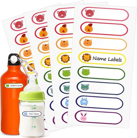 Name Label Stickers for Kids Toddlers School Stuff Supplies & Daycare Baby Bottles, Waterproof and Washable Back to School Name Labels - Easy Peel and Stick,Pack of 136.