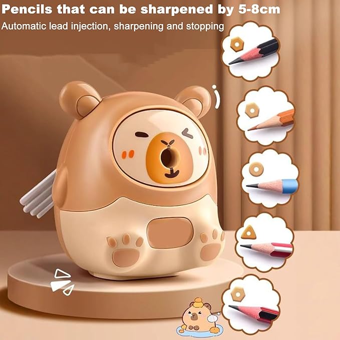 Capybara Stationery Set, Kids Stationery Kit, Colorful School Supplies for Students, Electric Eraser Pencils, Animal Pencil Sharpener, Homeschool Classroom for Elementary and Middle School