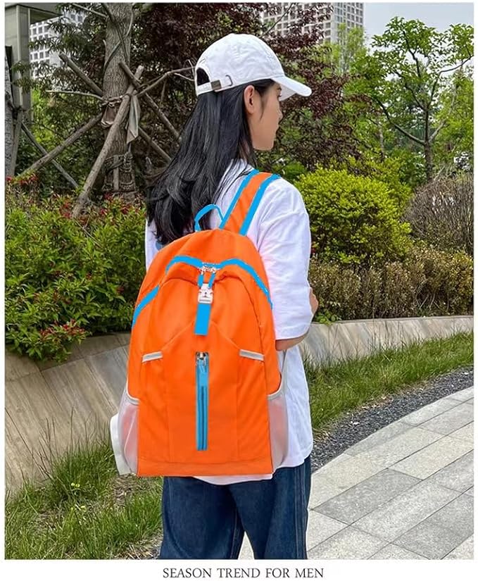 Travel lightweight foldable backpack hiking backpack splash proof compact travel backpack day pack (orange)