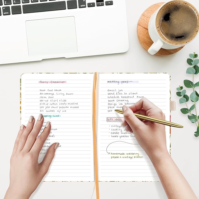 &And Per Se Lined Hardcover Notebook – A5 5.7"x8" College Ruled, 160 Pages, 100gsm Thick Paper – Aesthetic Journal for Women, Gift-Ready Planner, Everyday Writing Notebook (Wild Flowers)