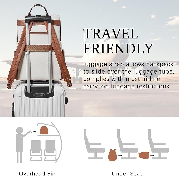 Shrrie Upgraded Large Travel Laptop Backpack with Laptop Compartmetn Fits 17 inch Laptop,Waterproof Vegan Leather Computer Backpack for Women and Men Work Business College