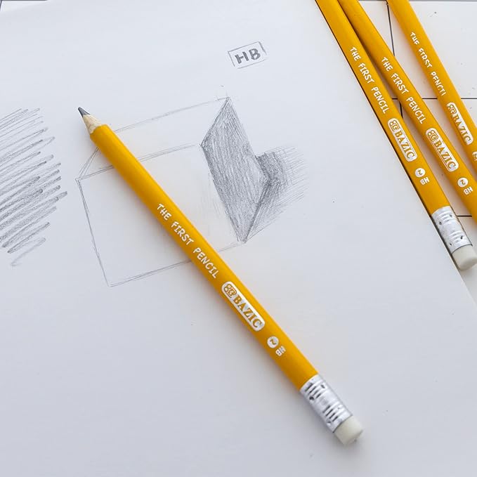 BAZIC PRODUCTS Jumbo Pencils for Kids, 4 Count, HB #2, 3.25 mm Lead, 2-Pack