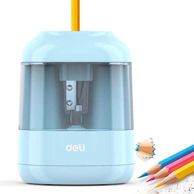 deli Electric Pencil Sharpener, Battery Operated, 6.5–8mm for Classroom