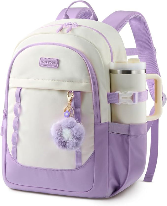 LOVEVOOK School Backpack for Teen Girl, Cute Student Bookbag Fits 15.6 Inch Laptop, Back to School Backpack Purse for Teenagers, Casual Daypack Kid Back Pack Travel Bag, Gift